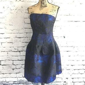 H&M Mimi Strapless Blue and Black Dress